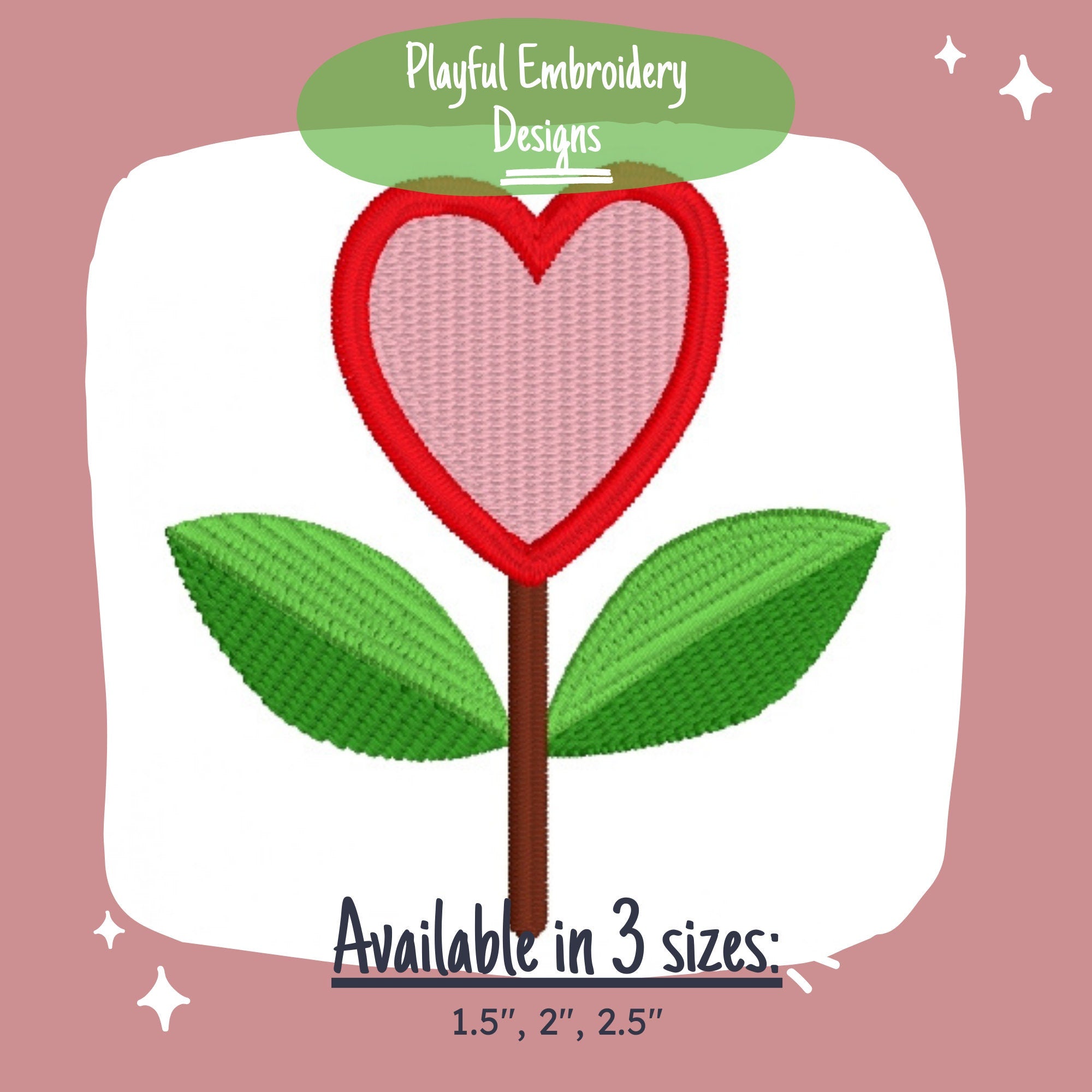 Heart Flower Embroidery Design, Valentine's Machine Embroidery Design, Whimsical Heart Flower Design