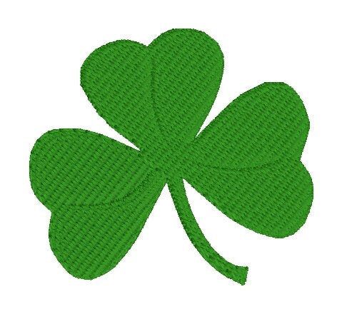 Shamrock Machine Embroidery Design, Fill Stitched Four Leaf Clover Embroidery Design