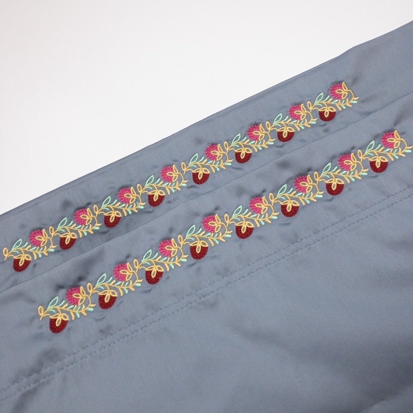 Floral Border Machine Embroidery, French Knot Flower Border Machine Embroidery Design