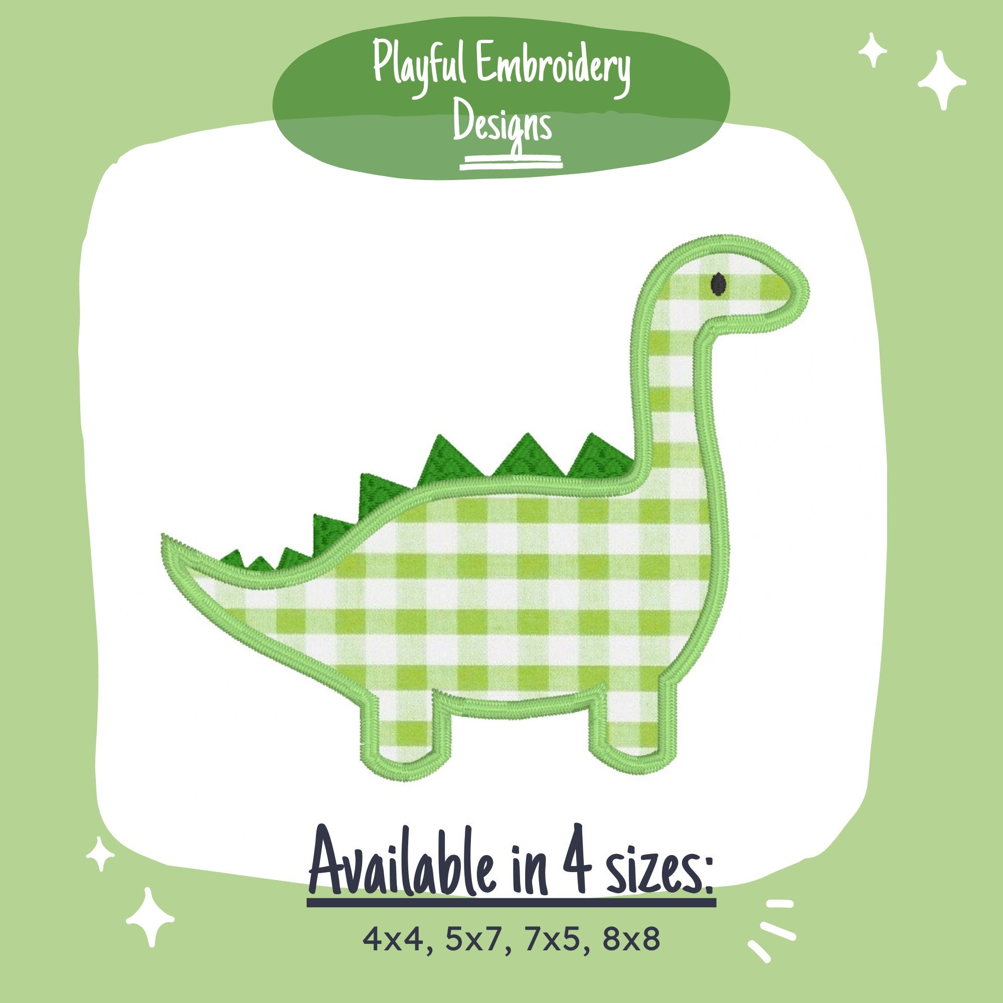 Dinosaur Applique Machine Embroidery Design, Cute Dinosaur Applique Design