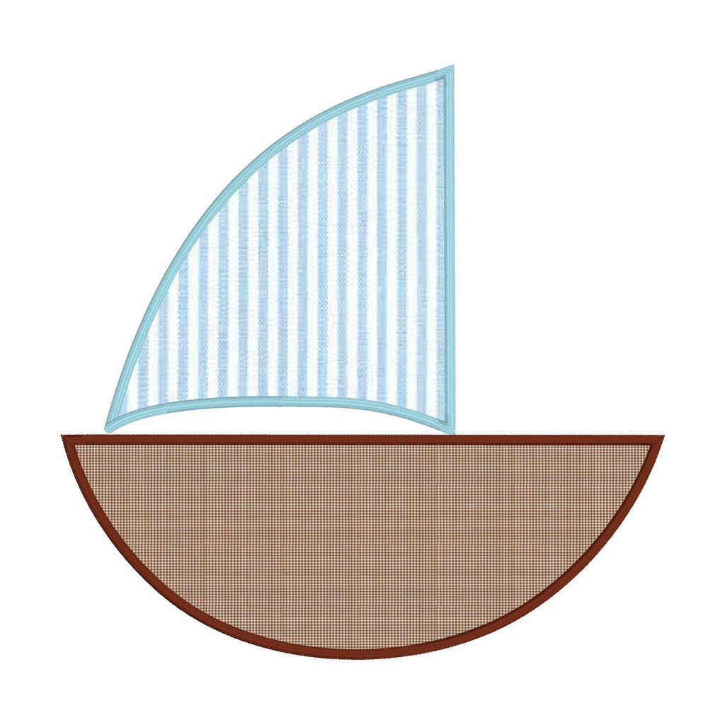 Sailboat Applique Machine Embroidery Design, Satin Stitch Applique Sailboat Design Embroidery Design, Summer Applique Design