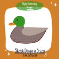 Mallard Duck Sketch Style Machine Embroidery Design, Ducking Hunting Embroidery Design, Sketch Duck Deisgn