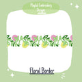Floral Border Machine Embroidery, French Knot Flower Border Machine Embroidery Design
