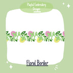 Floral Border Machine Embroidery, French Knot Flower Border Machine Embroidery Design