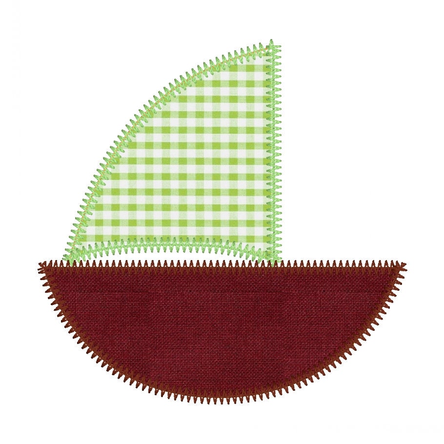 Sailboat Applique Machine Embroidery Design, Zig Zag Applique Sailboat Design Embroidery Design, Summer Applique Design, Quick Stitch Design