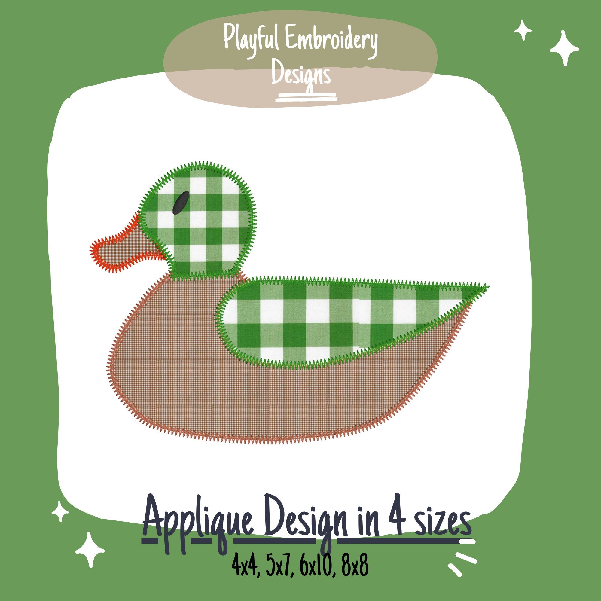 Mallard Duck Applique Machine Embroidery Design, Duck Hunting Applique Design, Zig Zag Applique Stitch, Quick Stitch