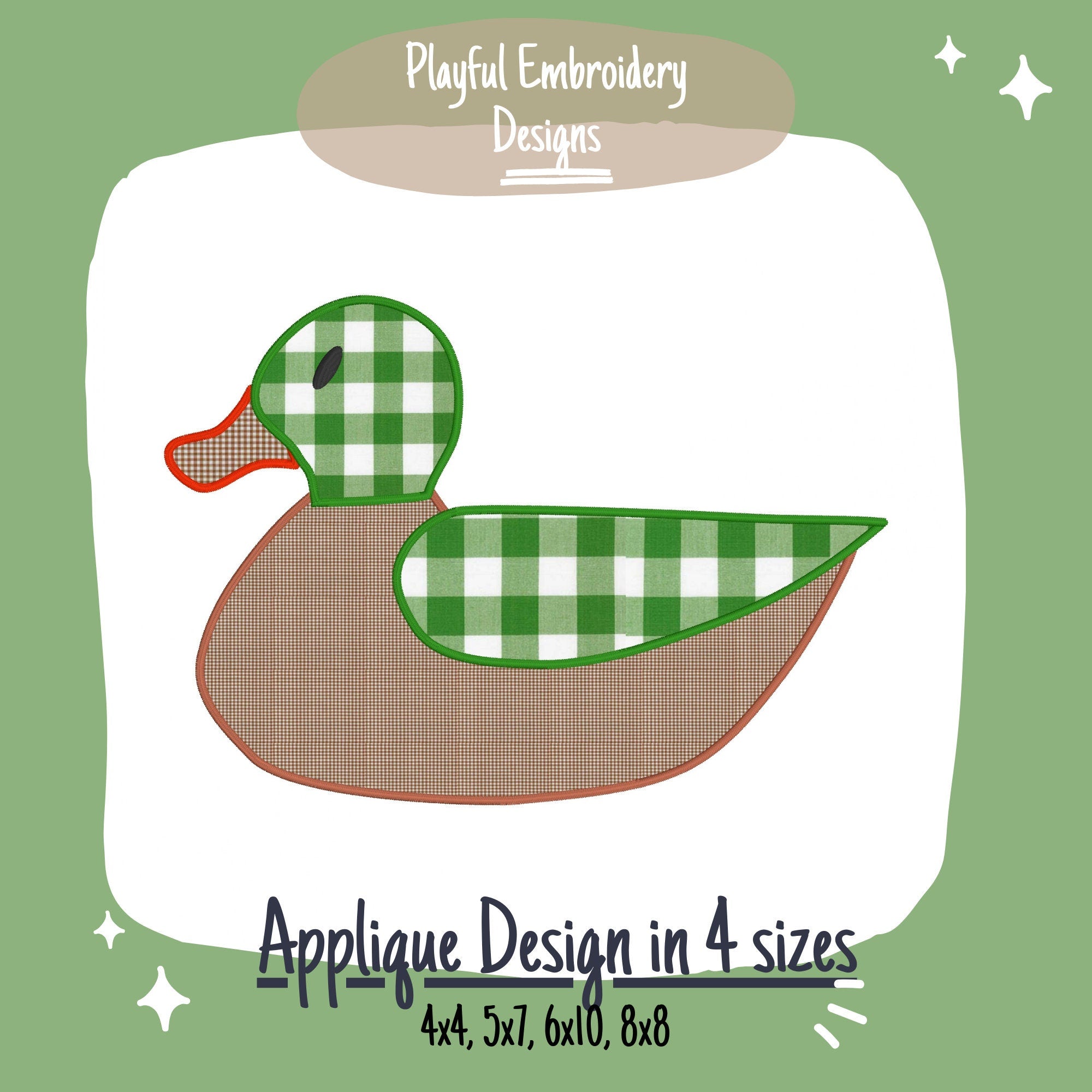Mallard Duck Applique Machine Embroidery Design, Duck Hunting Applique Design, Satin Stitch Applique Stitch, Quick Stitch