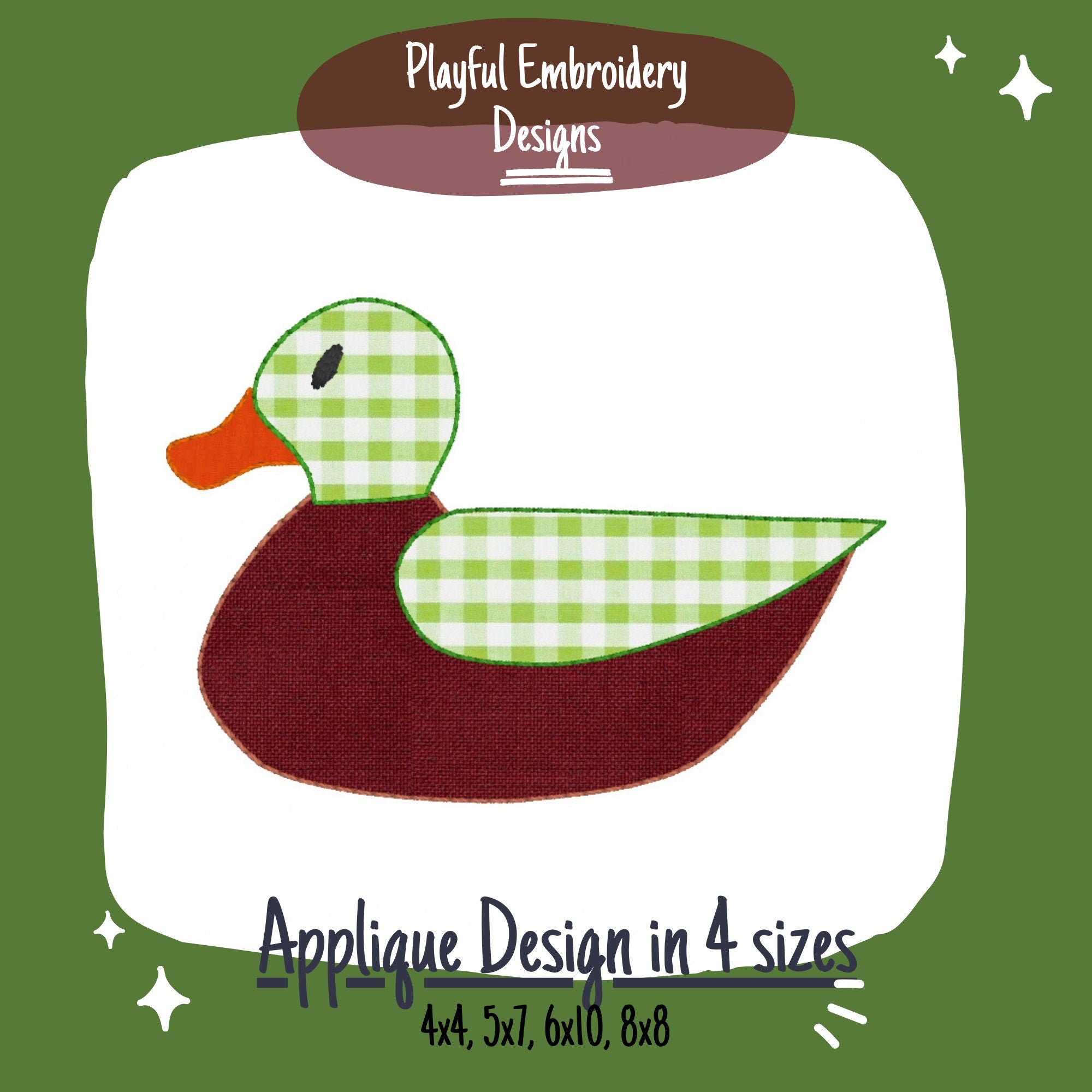 Mallard Duck Applique Machine Embroidery Design, Duck Hunting Applique Design, Bean Stitch Applique Stitch, Quick Stitch
