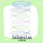 Stacked Bean Stitch Fish Outline Machine Embroidery Design, Five Fish Outlines Embroidery Design, Quick Stitch Fish Design
