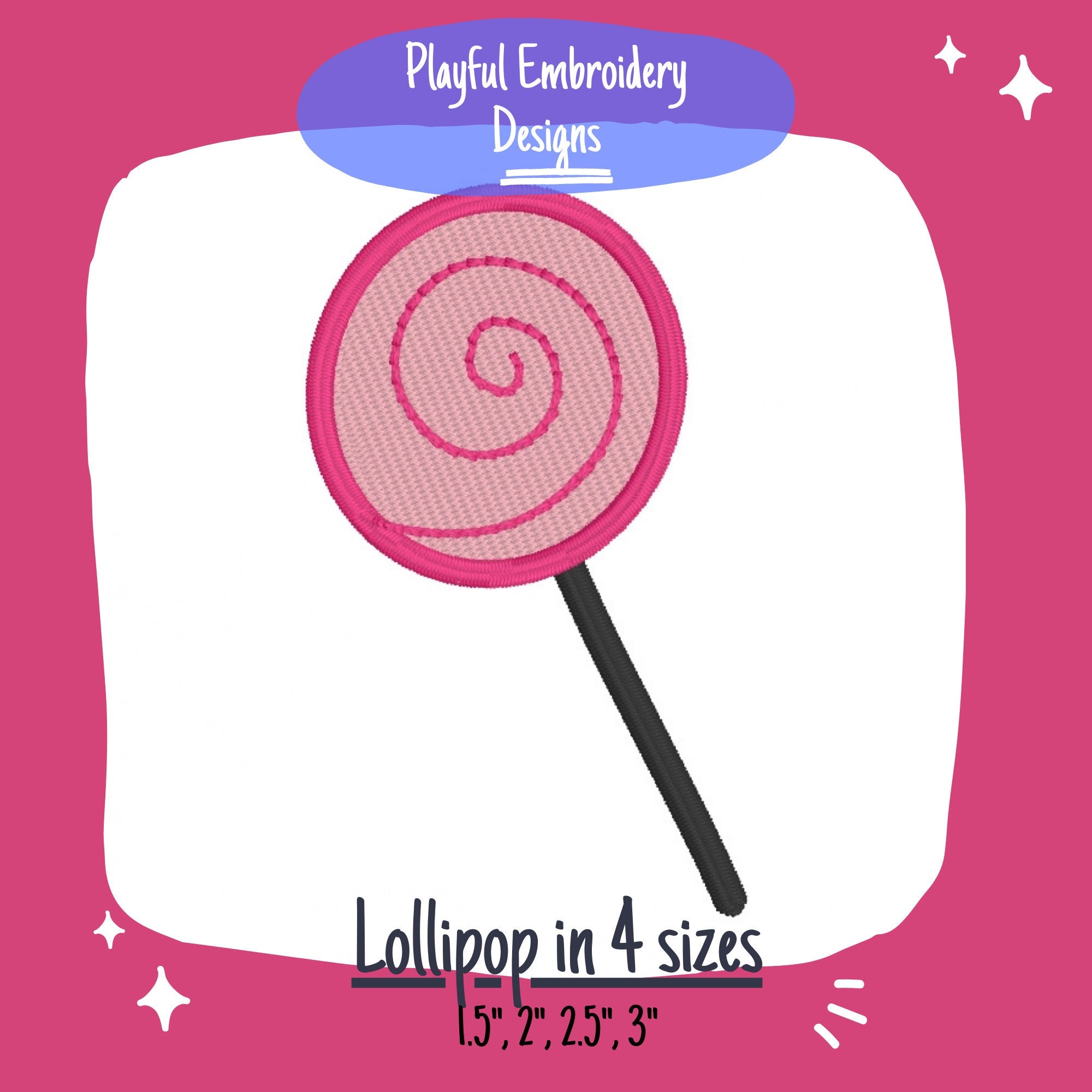 Lollipop Machine Embroidery design, Candy Embroidery Design, Lollipop Mini Fill Embroidery Design