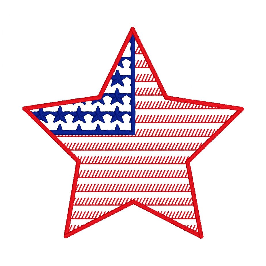 Patriotic Star Design Machine Embroidery Design, Independence Day Embroidery Design, Fourth of July Design