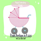 Baby Carriage Applique Machine Embroidery Design, Baby Pram Embroidery Design, Baby Stroller Applique Design, Applique Baby Carriage Design