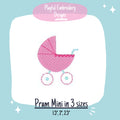 Mini Baby Carriage Machine Embroidery Design, Mini Baby Pram Embroidery Design, 2" Embroidery Design