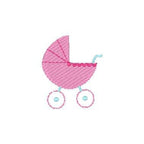 Mini Baby Carriage Machine Embroidery Design, Mini Baby Pram Embroidery Design, 2" Embroidery Design