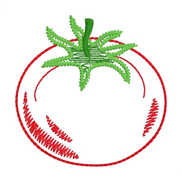 Tomato Sketch Machine Embroidery Design, Fresh Summer Tomato Embroidery Design, Tomato Design