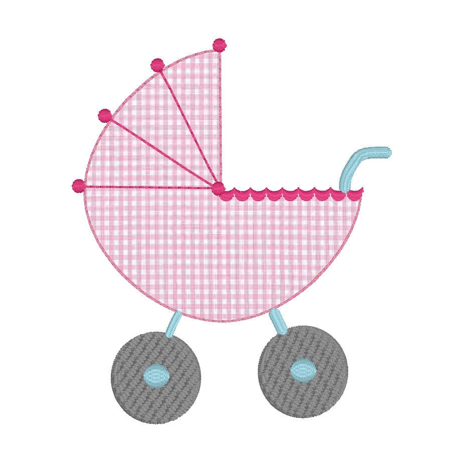 Baby Carriage Applique Machine Embroidery Design, Baby Pram Embroidery Design, Baby Stroller Applique Design, Applique Baby Carriage Design