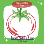 Tomato Sketch Machine Embroidery Design, Fresh Summer Tomato Embroidery Design, Tomato Design