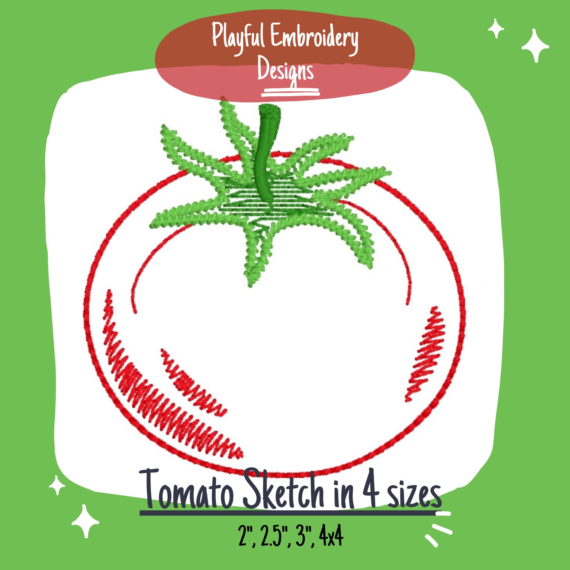 Tomato Sketch Machine Embroidery Design, Fresh Summer Tomato Embroidery Design, Tomato Design