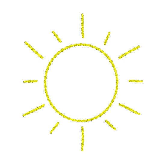 Sun Outline Machine Embroidery Design, Quick Stitch Sun Embroidery Design, Sunshine Back Stitch Design