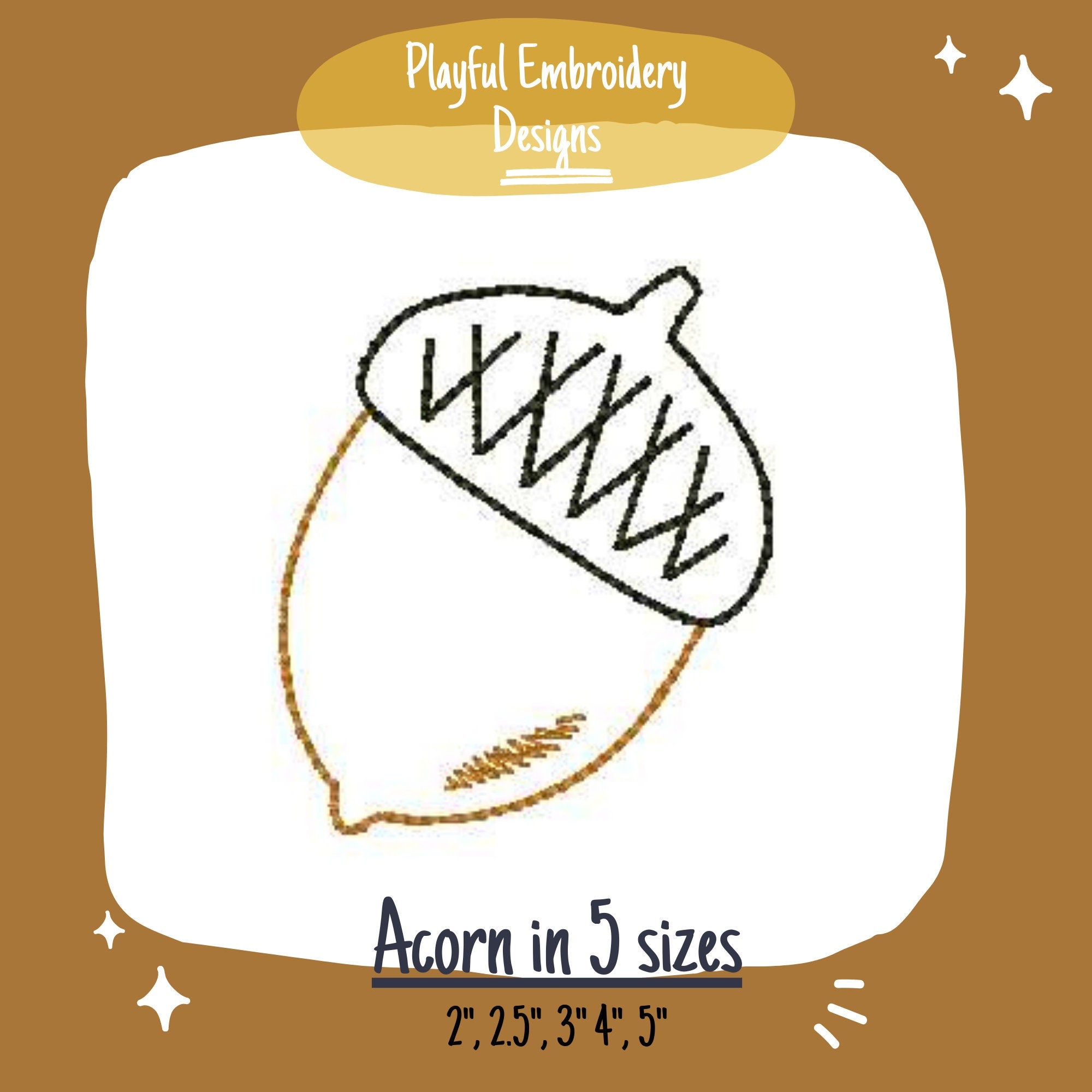 Fall Acorn Machine Embroidery Design, Fall Embroidery Design, Acorn Sketch Machine Embroidery Design