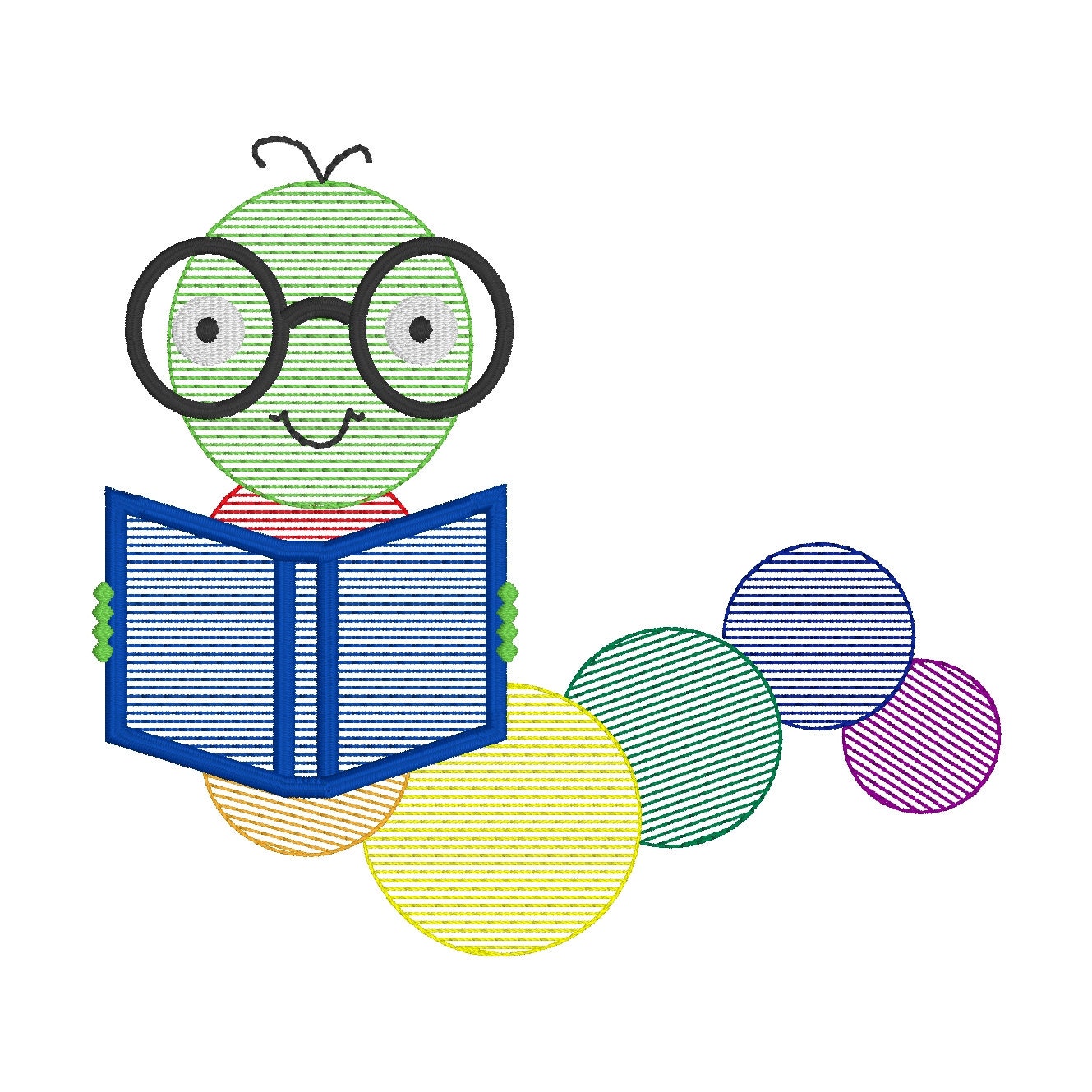 Sketch Bookworm Machine Embroidery Design, Fall Embroidery Design, Back to School Machine Embroidery Design, Nerd Bookwork, Smarty Pants