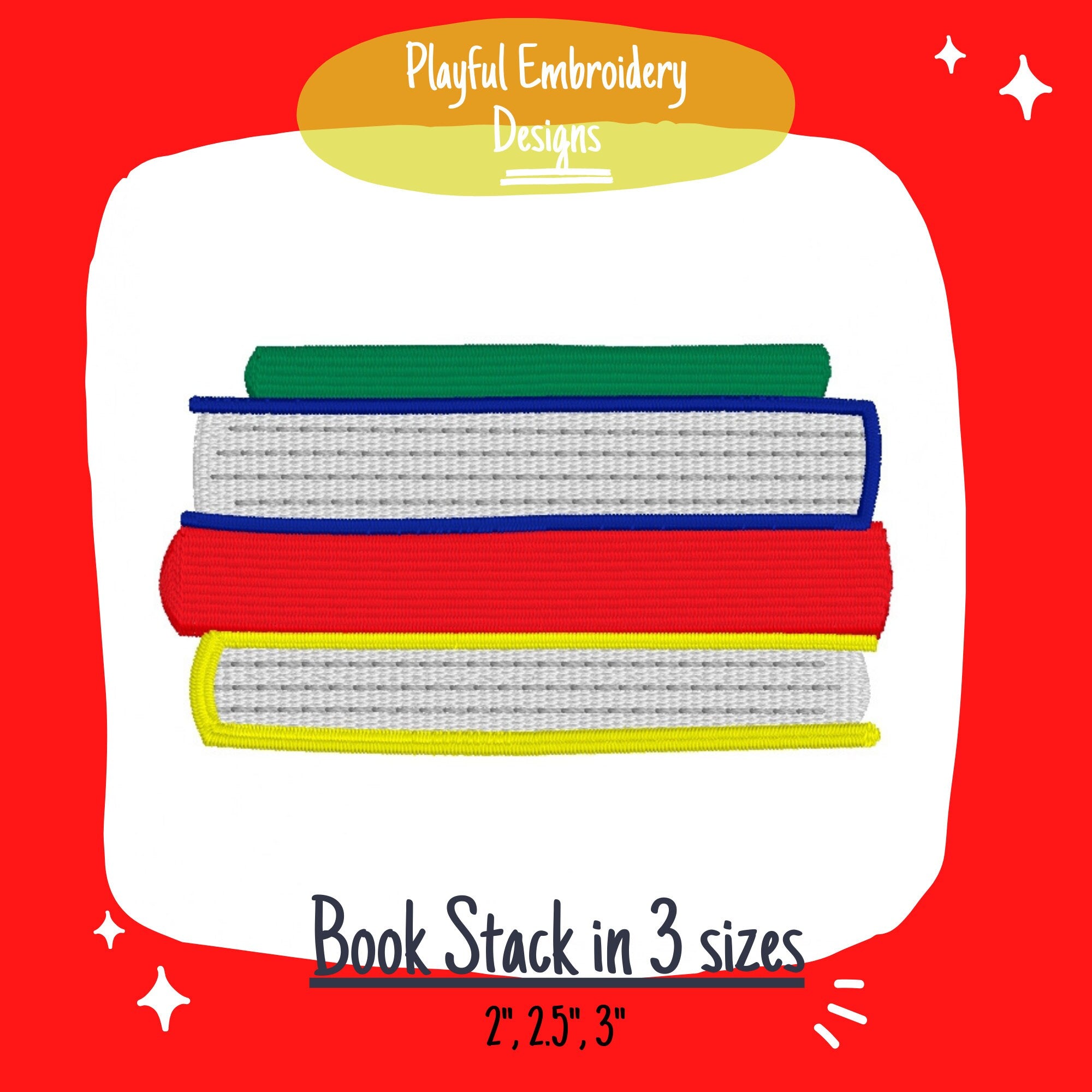 Stack of Books for Machine Embroidery Design, Book Machine Embroidery Design, Back to School Embroidery Design, Bookstack Embroidery Design