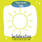 Sun Outline Machine Embroidery Design, Quick Stitch Sun Embroidery Design, Sunshine Back Stitch Design