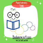Bookworm Machine Embroidery Design, Fall Embroidery Design, Back to School Machine Embroidery Design, Quick Stitch Bookworm Design