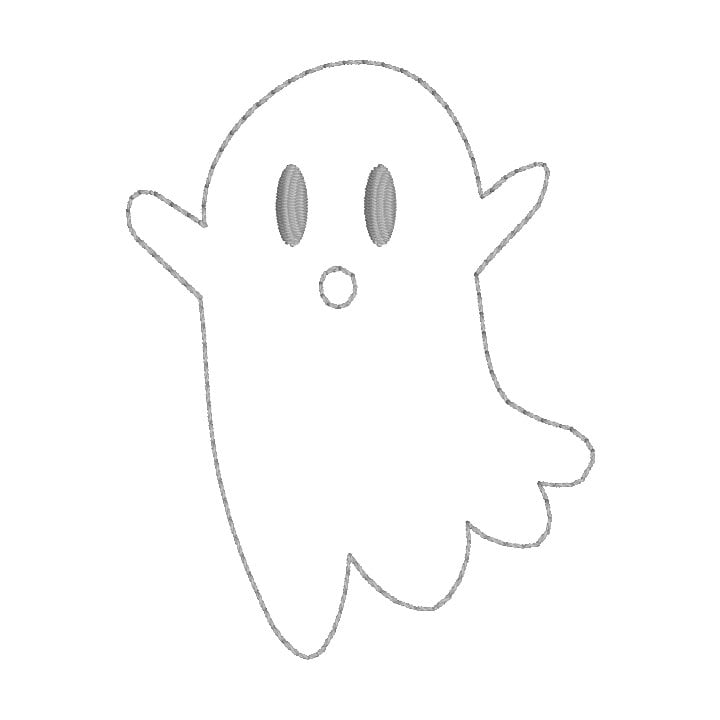 Ghost Outline Machine Embroidery Design, Bean Stitch Ghost Design, Quick Stitch Ghost Embroidery Design