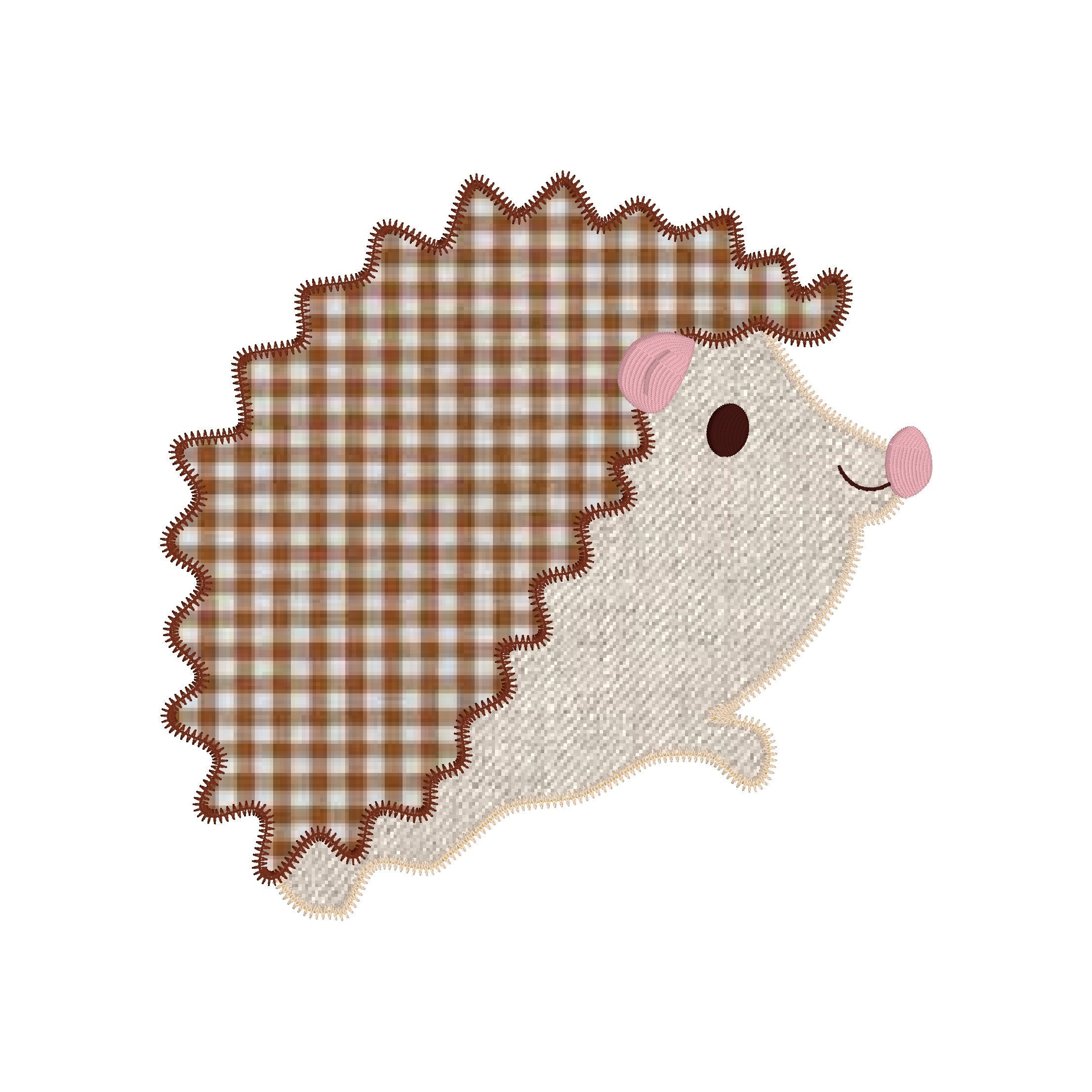 Hedgehog Applique Machine Embroidery Design, Zig Zag Applique Hedgehog Embroidery Design