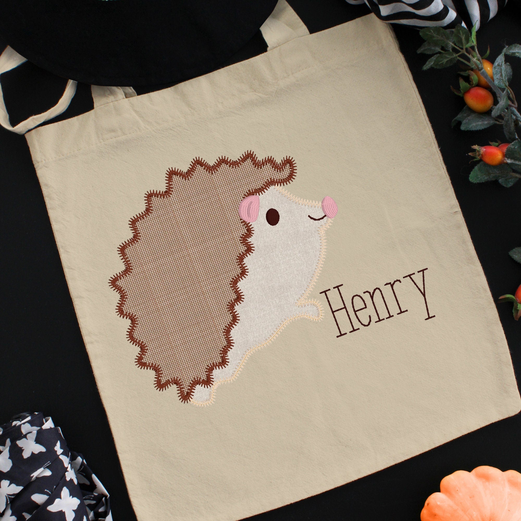 Hedgehog Applique Machine Embroidery Design, Zig Zag Applique Hedgehog Embroidery Design