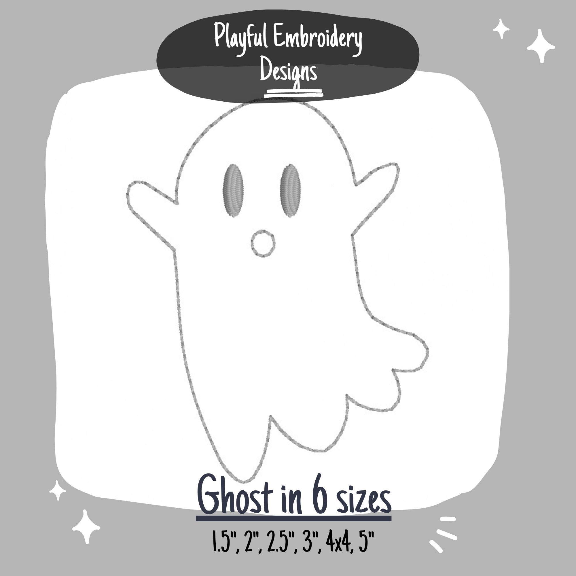 Ghost Outline Machine Embroidery Design, Bean Stitch Ghost Design, Quick Stitch Ghost Embroidery Design