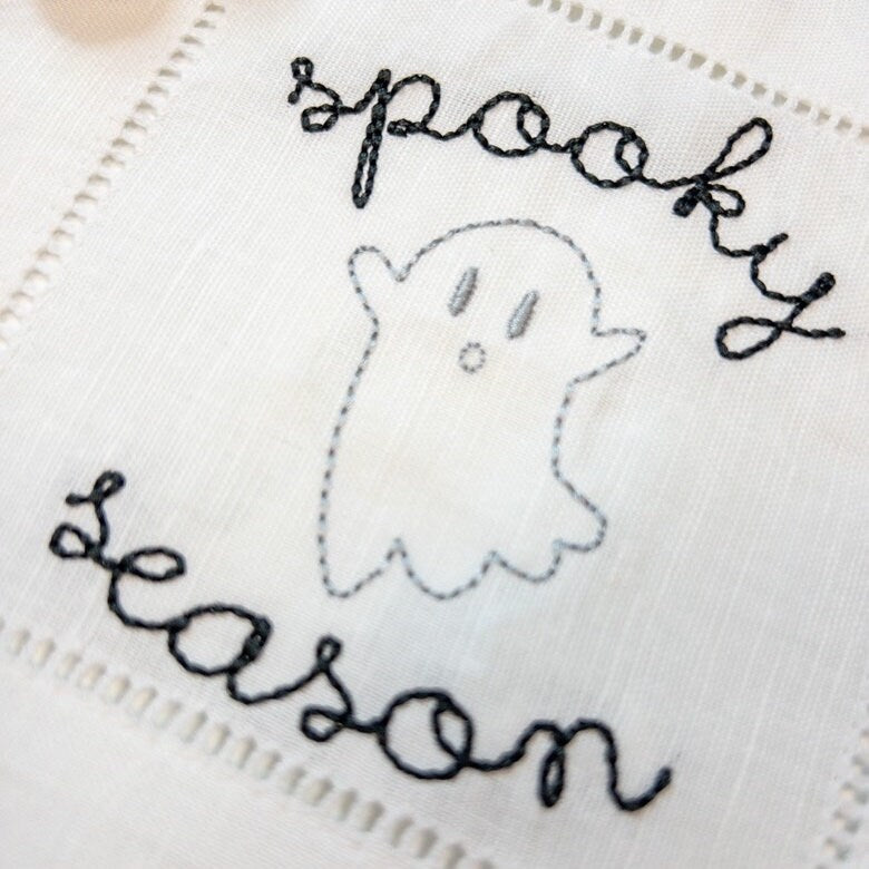 Ghost Outline Machine Embroidery Design, Bean Stitch Ghost Design, Quick Stitch Ghost Embroidery Design