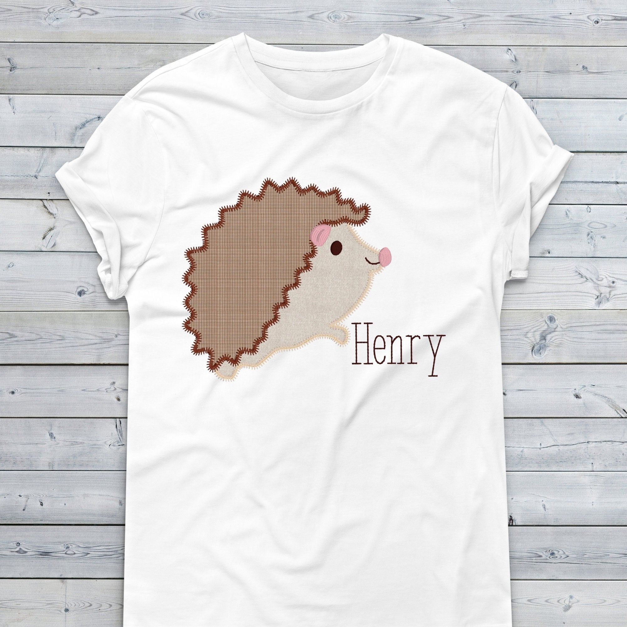 Hedgehog Applique Machine Embroidery Design, Zig Zag Applique Hedgehog Embroidery Design
