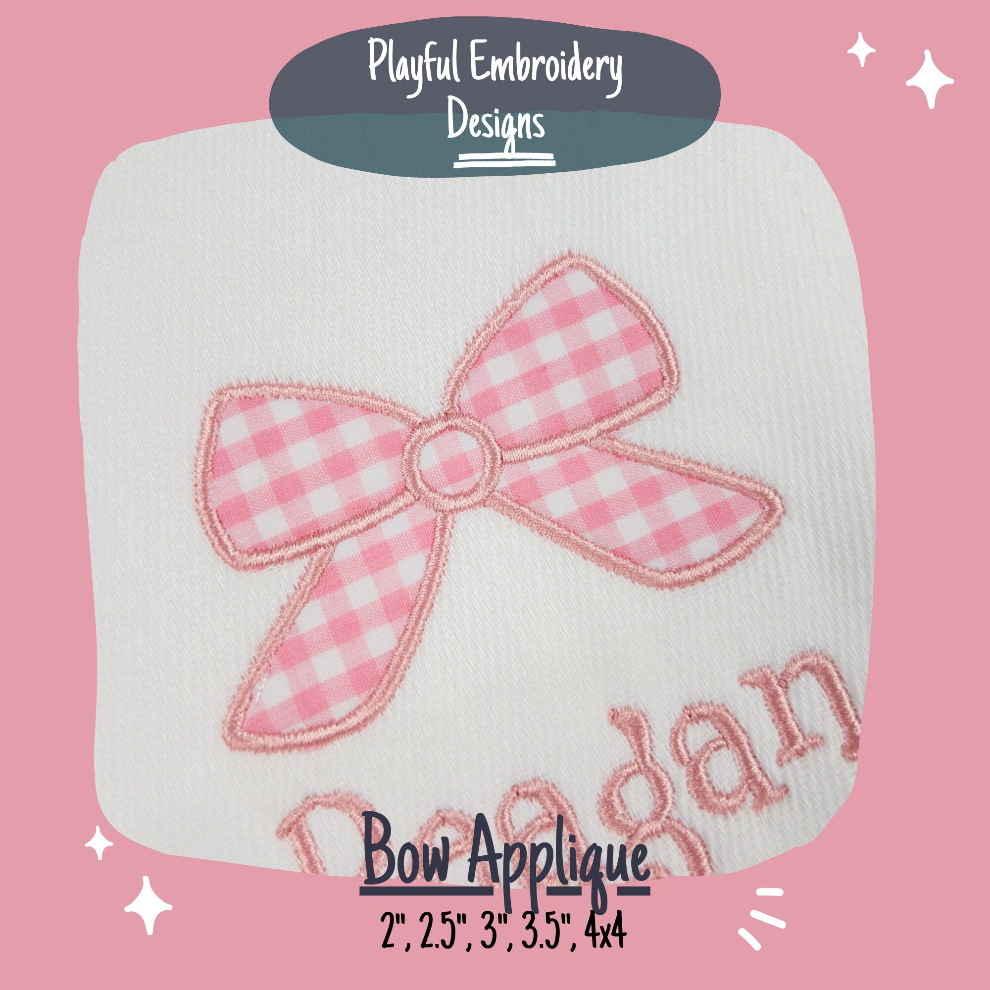 Bow Satin Stitch Applique Machine Embroidery Design, Satin Stitch Applique Girl's Bow Embroidery Design