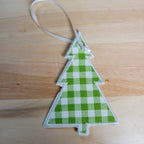 In The Hoop Christmas Tree Ornament Machine Embroidery Design, Simple ITH Tree Gift Tag, 4x4, 5x7