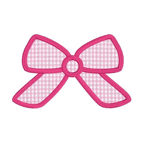 Bow Satin Stitch Applique Machine Embroidery Design, Satin Stitch Applique Girl's Bow Embroidery Design