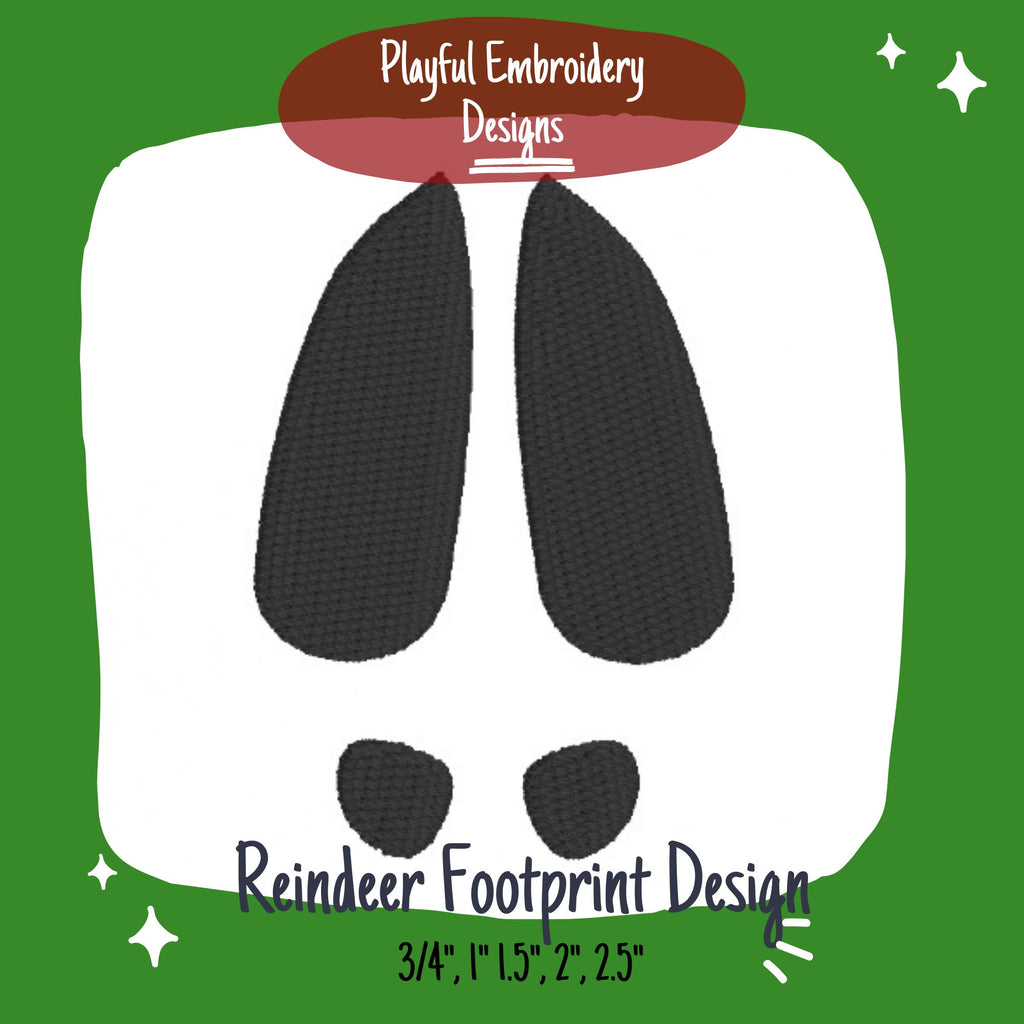 Reindeer Footprint Machine Embroidery Design, Fill Stitched Reindeer Track Embroidery Design