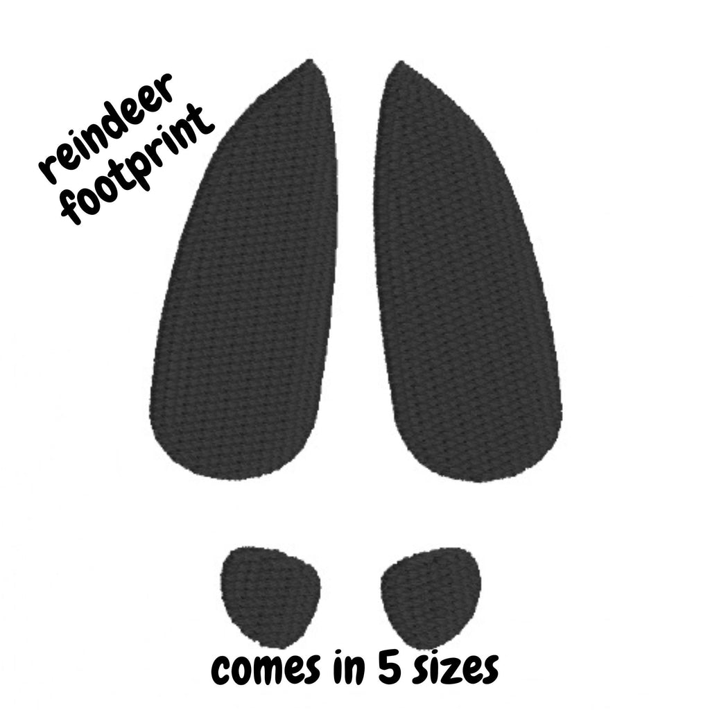 Reindeer Footprint Machine Embroidery Design, Fill Stitched Reindeer Track Embroidery Design