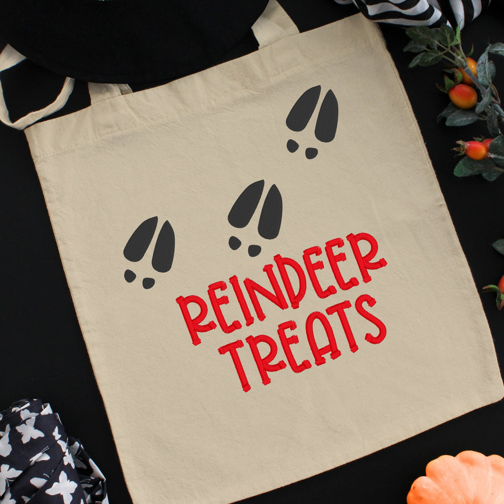 Reindeer Footprint Machine Embroidery Design, Fill Stitched Reindeer Track Embroidery Design