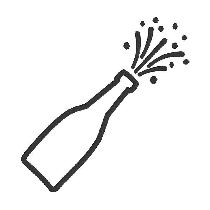Popped Champagne Bottle Machine Embroidery Design, New Years Embroidery Design, Popped Tops Embroidery Design, Sparkling Bottle Design