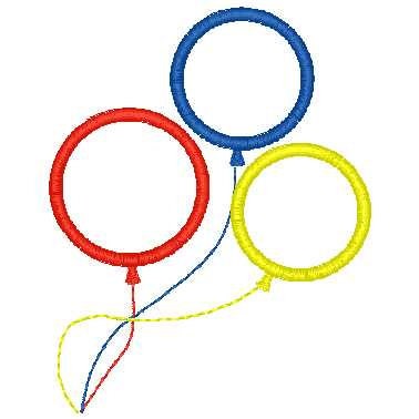 Three balloon satin stitch applique machine embroidery design, Birthday Balloon Applique Embroidery Design, Celebration Embroidery Design