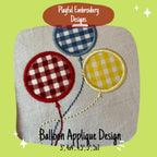 Three balloon satin stitch applique machine embroidery design, Birthday Balloon Applique Embroidery Design, Celebration Embroidery Design