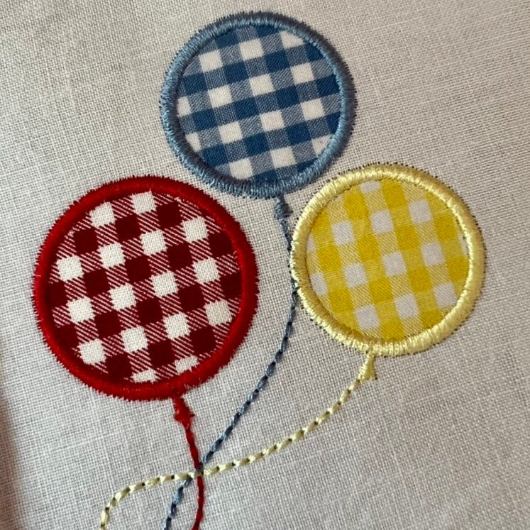 Three balloon satin stitch applique machine embroidery design, Birthday Balloon Applique Embroidery Design, Celebration Embroidery Design