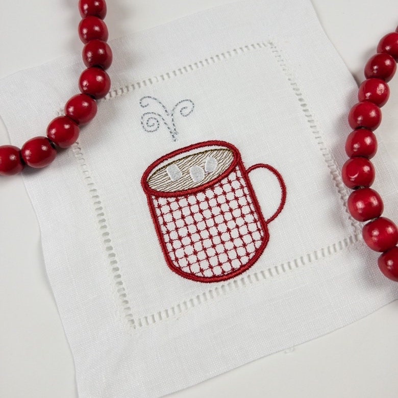 Mug of Hot Chocolate Machine Embroidery Design, Hot Cocoa Embroidery Design, Cozy Embroidery
