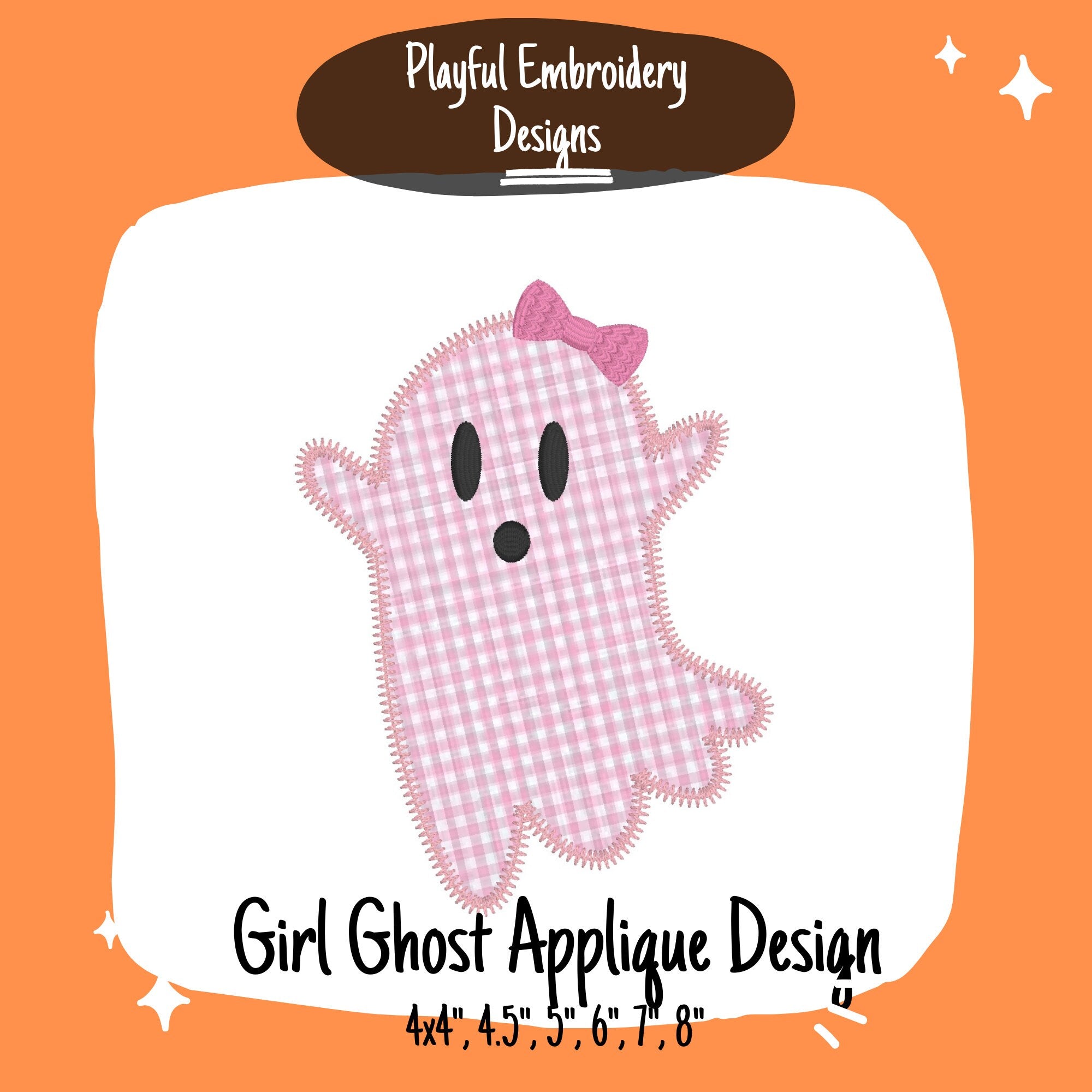 Girl Ghost Applique Machine Embroidery Design, Applique Ghost Design, Quick Stitch Applique Ghost Embroidery Design, Girly Ghost Design