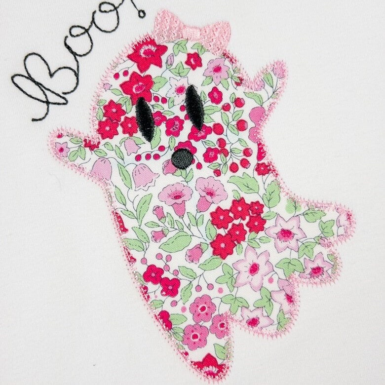 Girl Ghost Applique Machine Embroidery Design, Applique Ghost Design, Quick Stitch Applique Ghost Embroidery Design, Girly Ghost Design