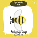 Bumblebee Applique Machine Embroidery Design, Zig Zag Applique Bee Embroidery Design, Bee Applique Design, Insect Embroidery