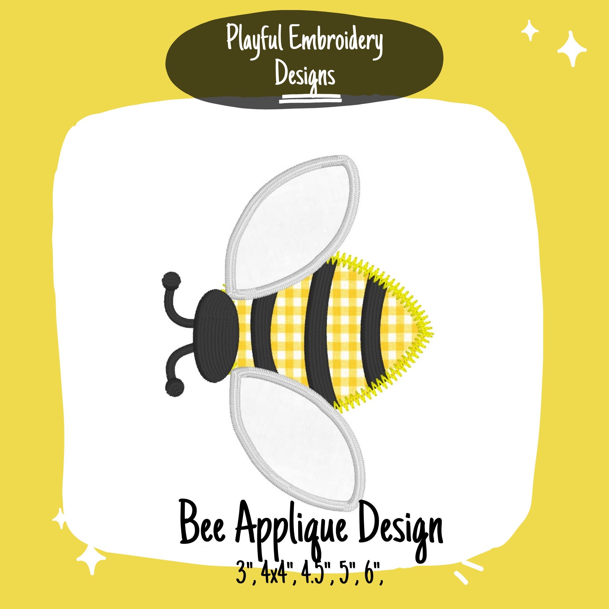 Bumblebee Applique Machine Embroidery Design, Zig Zag Applique Bee Embroidery Design, Bee Applique Design, Insect Embroidery