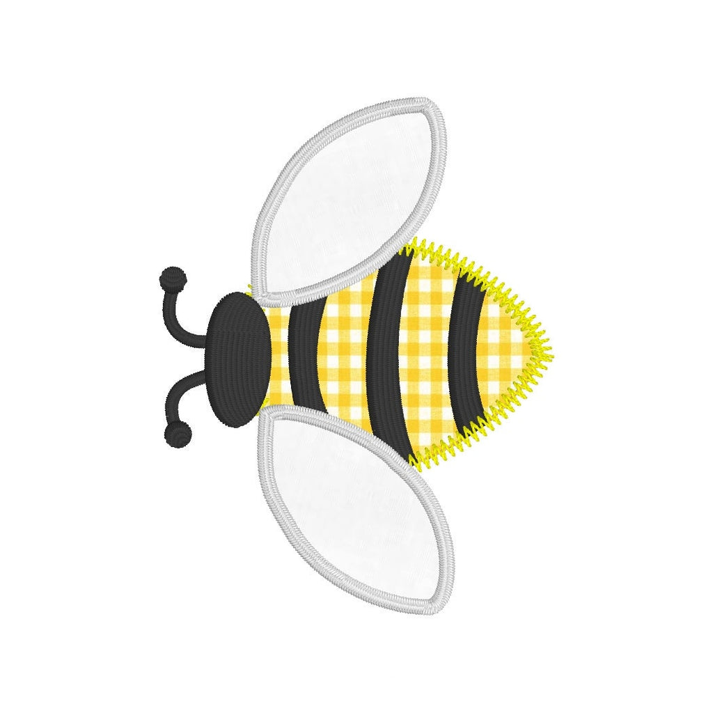 Bumblebee Applique Machine Embroidery Design, Zig Zag Applique Bee Embroidery Design, Bee Applique Design, Insect Embroidery